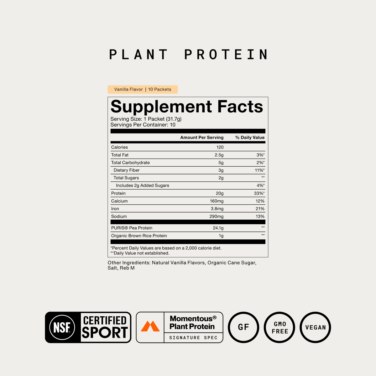 Momentous 100% Plant Protein 10-Travel Packs
