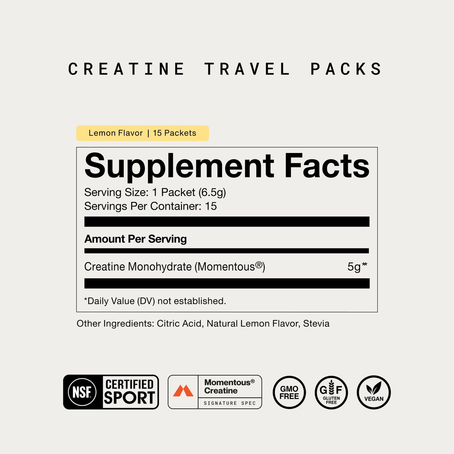Momentous Creatine 15-Travel Packs