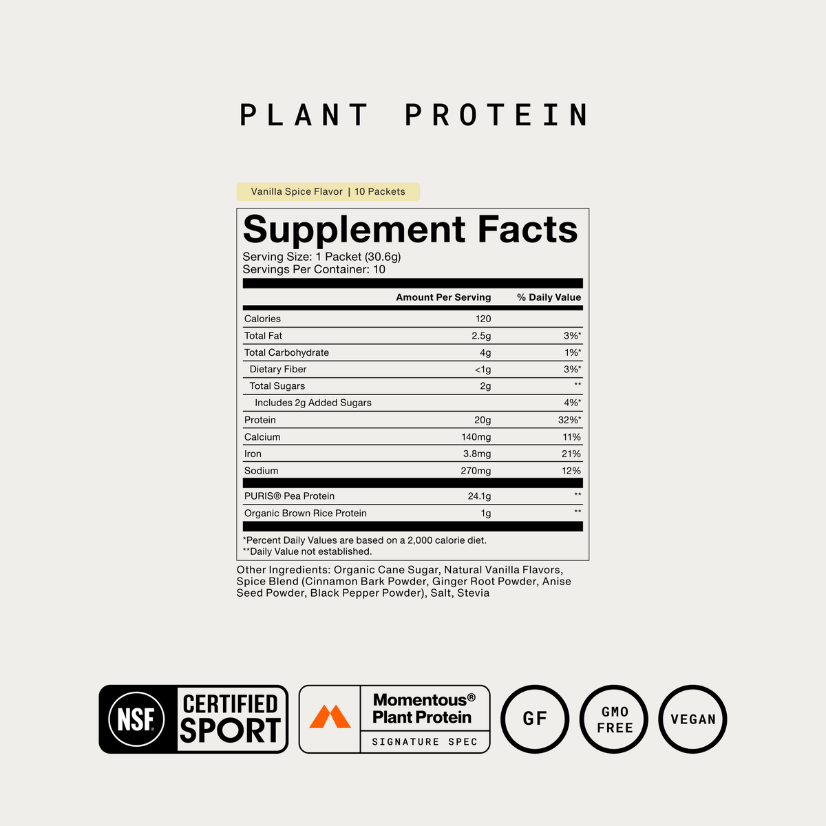Momentous 100% Plant Protein 10-Travel Packs