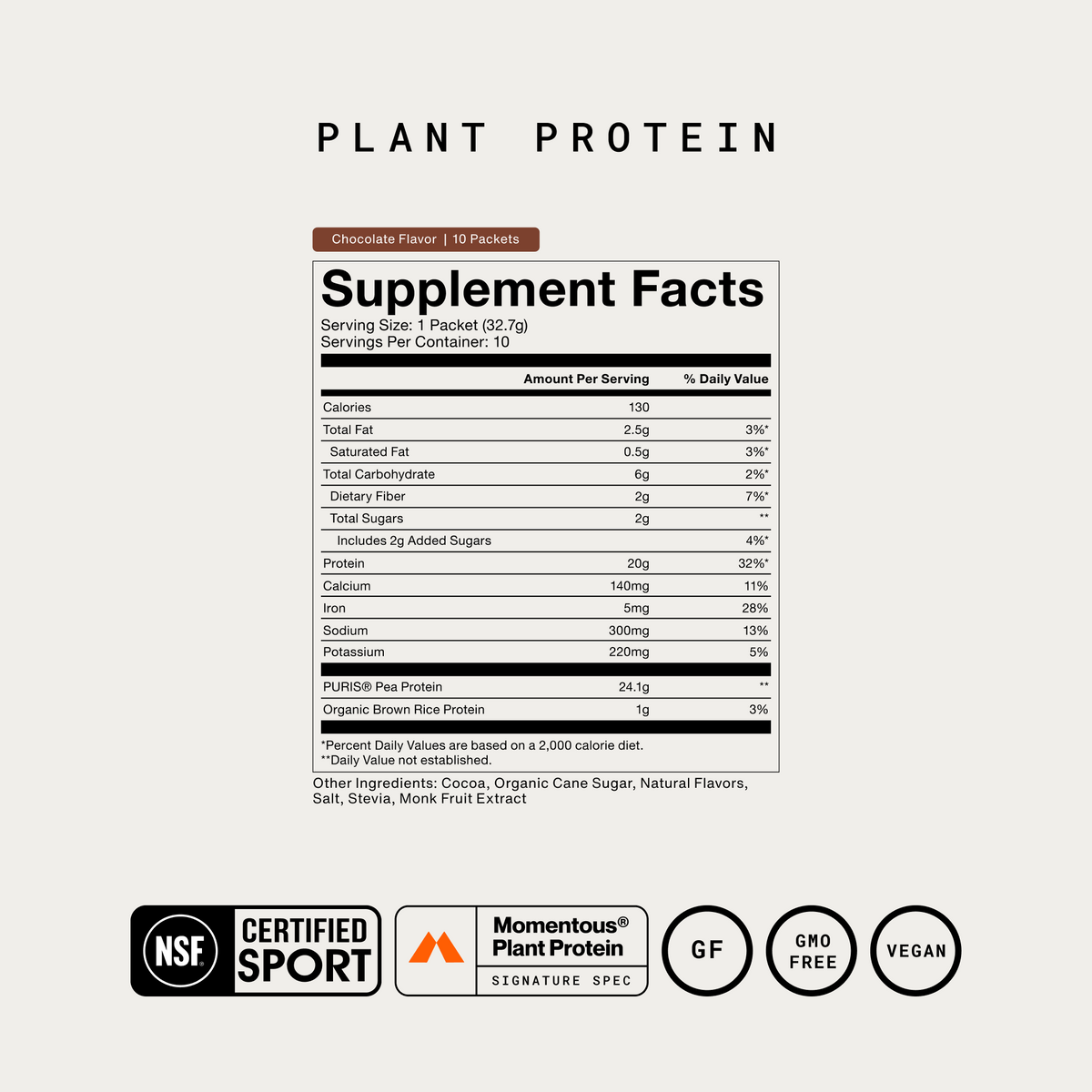 Momentous 100% Plant Protein 10-Travel Packs