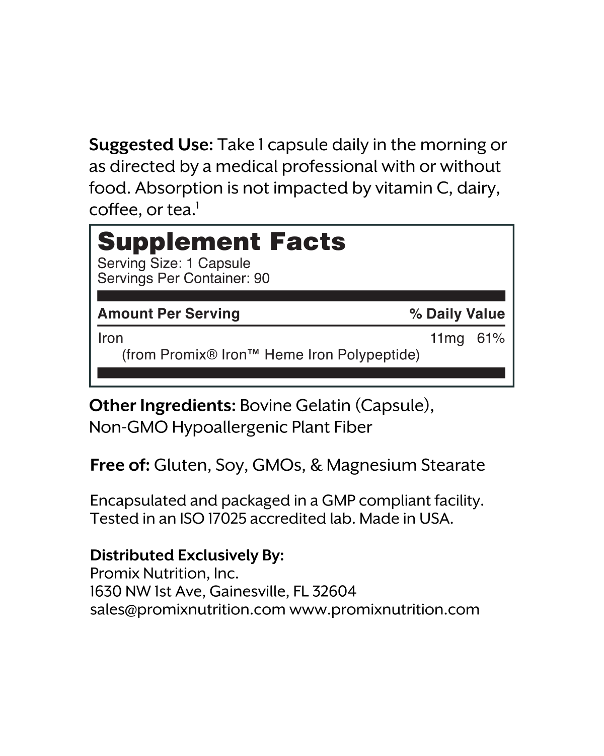 Promix Iron (Heme Iron Polypeptide)